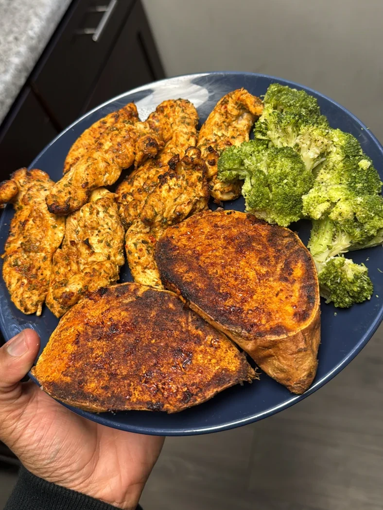 Spiced Chicken Tenderloins & Roasted Sweet Potato Halves