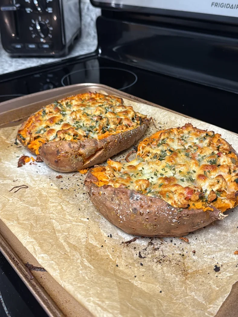 Cheesy Twice-Baked Sweet Potatoes